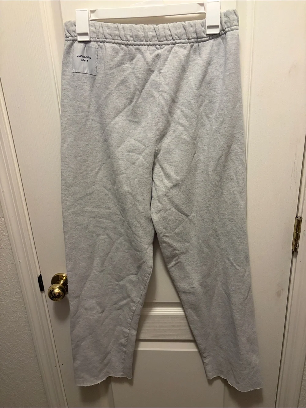 Unemployed Denim Straight Leg Nantucket Patchwork Gray Sweatpants with Raw Hem